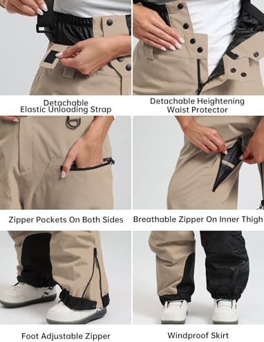 GSOU SNOW Mens Womens Snowboard Pants-Baggy Ski Snow Bibs