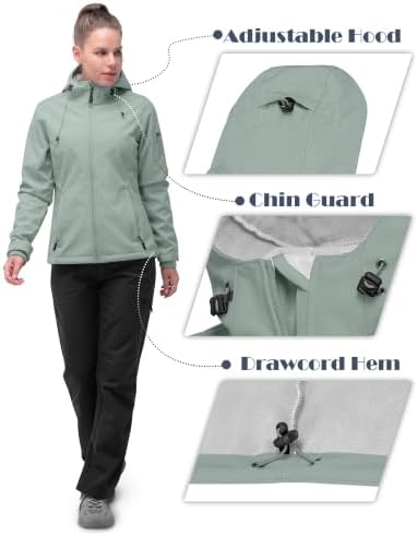 33,000ft Women's Softshell Jacket Waterproof Hooded Fleece Lined Rain Coat