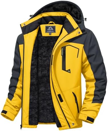 MAGCOMSEN Men's Winter Coats Water Resistant Ski Snow Jacket Warm Fleece Jacket Parka Raincoats With Hood Multi-Pockets