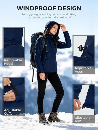wantdo Women's 3 in 1 Ski Jacket Waterproof Winter Coat Snowboard Jackets