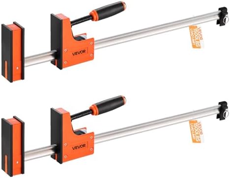 VEVOR Bar Clamps for Woodworking, 2-Pack 30 inch Parallel Clamp Set, F-Clamp with 1500 lbs Load Limit, Even Pressure, High-strength Plastic and Carbon Steel, for Woodworking Metal Working, Orange