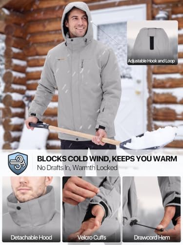 FREE SOLDIER Men's Winter Ski Snow Jacket Warm Fleece Lined Coats