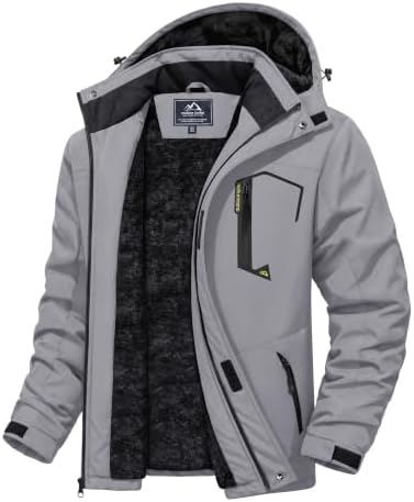 MAGCOMSEN Men's Winter Coats Water Resistant Ski Snow Jacket Warm Fleece Jacket Parka Raincoats With Hood Multi-Pockets