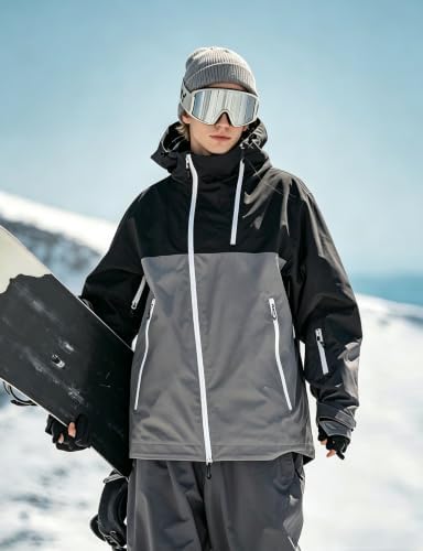 GSOU SNOW Mens Womens Baggy Snowboard Jacket Asym-Zip Ski Jacket