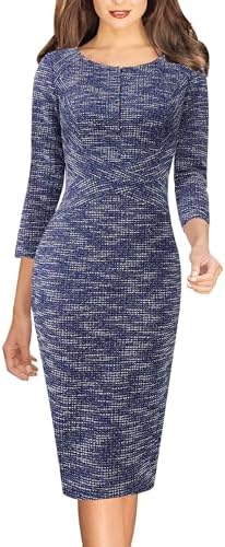 VFSHOW Womens Work Business Office Zipper Up Slim Bodycon Sheath Dress