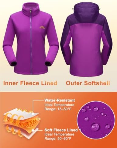 MAGCOMSEN Women's 3-in-1 Winter Coats Snow Ski Jacket Waterproof Windproof Fleece Lined Winter Jacket Parka
