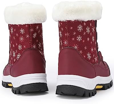 COOJOY Womens Waterproof Winter Snow Boots Warm Shoes Furry Mid Calf Lightweight Walking Hiking Booties
