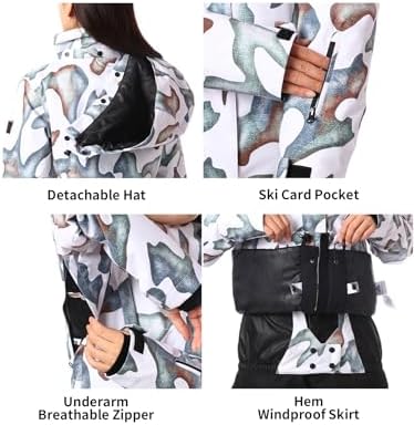 GSOU SNOW Women's Ski Jacket and Pants Set Snowboard Suit Waterproof