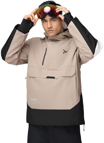Men's Ski Jacket Snowboard Snow Coat Waterproof Insulated Winter Warm Loose Fit Pullover Hoodie