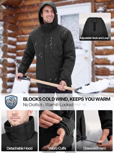 FREE SOLDIER Men's Winter Ski Snow Jacket Warm Fleece Lined Coats