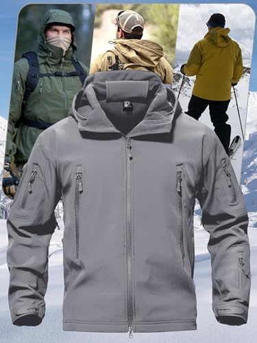 TACVASEN Men's Fleece Softshell Jacket Waterproof Winter Tactical Hooded