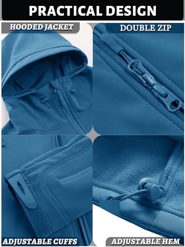 TACVASEN Men's Fleece Softshell Jacket Waterproof Winter Tactical Hooded