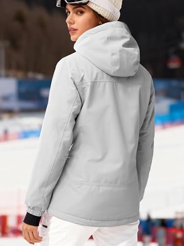FREE SOLDIER Women's Waterproof Ski Snow Jacket Fleece Lined Warm Winter Rain Jacket with Hood Fully Taped Seams