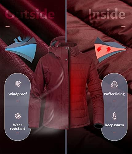 Women's 3 In 1 Waterproof Ski Jacket Windproof Snowboarding Jacket Warm Winter Snow Coat Raincoat
