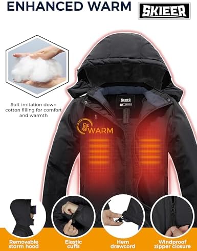 Women's Ski Jacket Waterproof Windproof Warm Hooded Winter Coat Snow
