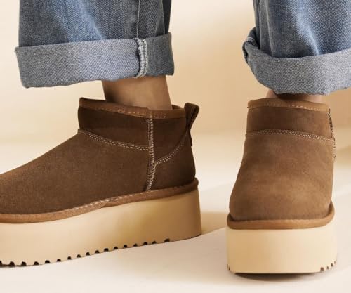 Project Cloud 100% Genuine Leather Ankle Boots for Women Platform Boots