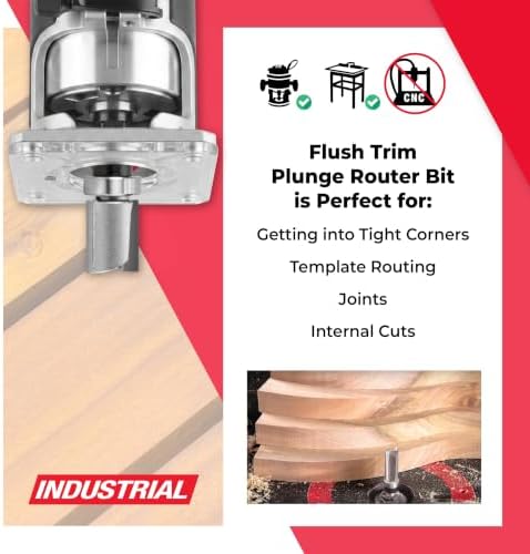 Amana Tool 45483 Carbide Tipped Flush Trim Plunge Template Router Bit 5/8 Dia x 3/4 x 1/4 Inch Shank with Upper Ball Bearing