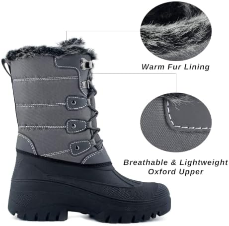 Knixmax Women's Waterproof Mid-Calf Winter Snow Boots US 6-11