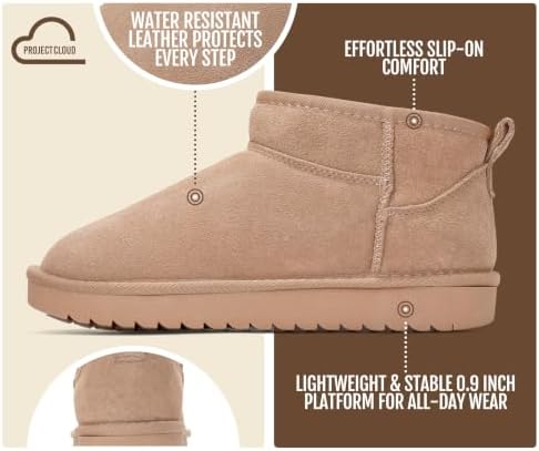 Project Cloud 100% Genuine Leather Womens Boots Ankle Boots for Women Shoes