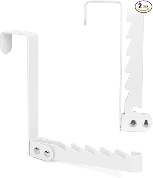 FYY Over The Door Hooks Hanger, 2 Pack Collapsible Folding Over The Door Organizer Rack Space Saving Hanging Storage Hanger for Clothes, Coats, Towels for Bedroom Bathroom White