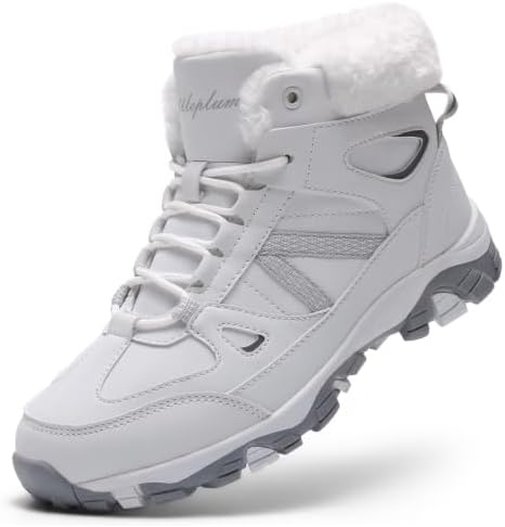 Littleplum Womens Snow Boots - Warm Fur Line Anti Slip Winter Short Boots Comfortable Lace Up Ankle Booties for Outdoor Hiking