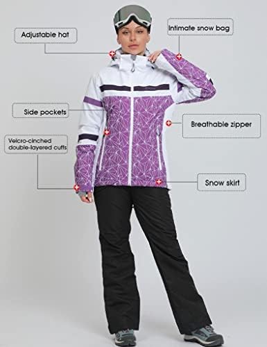 Women's Ski Jackets and Pants Set Windproof Waterproof Insulated Snowsuit Winter Warm Snowboarding Snow Coat