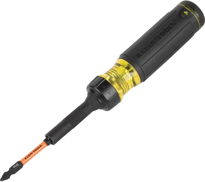 Klein Tools 32313HD 13-in-1 Multi-bit Ratcheting Screwdriver, Double-Ended Impact Bit Set, 12 Impact Driver Bits and 1/4-Inch Nut Driver