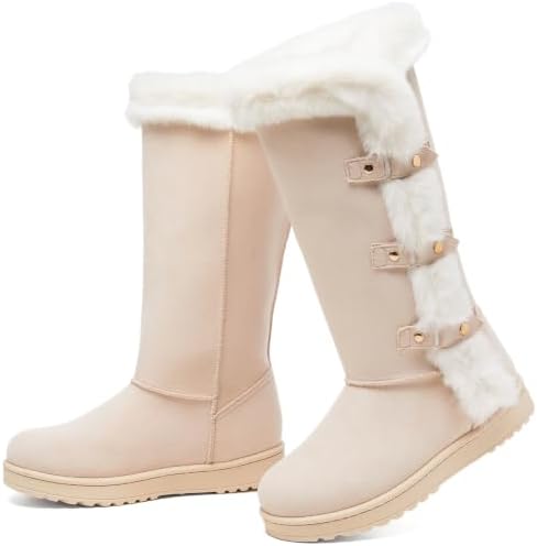 Women's Mid Calf Furry Snow Boots Warm Winter Boots