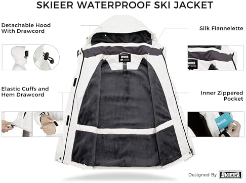 Women's Waterproof Ski Jacket Warm Winter Coat Fleece Snowboarding