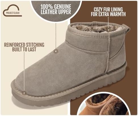 Project Cloud 100% Genuine Leather Womens Boots Ankle Boots for Women Shoes