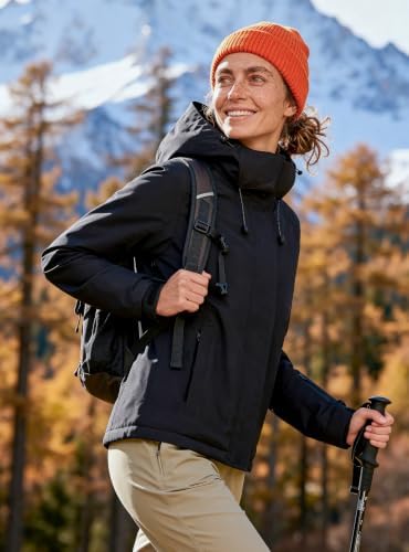 Wantdo Women's Waterproof Ski Jacket Colorful Printed Fully Taped Seams Rain Coat Warm Winter Parka