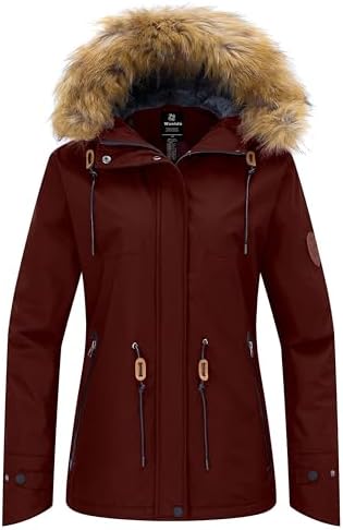 wantdo Women's Waterproof Ski Jacket Warm Fleece Lined Snow Winter Coat