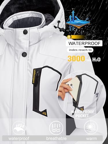 TACVASEN Women's Winter Coats Waterproof Snow Ski Jacket Warm Fleece