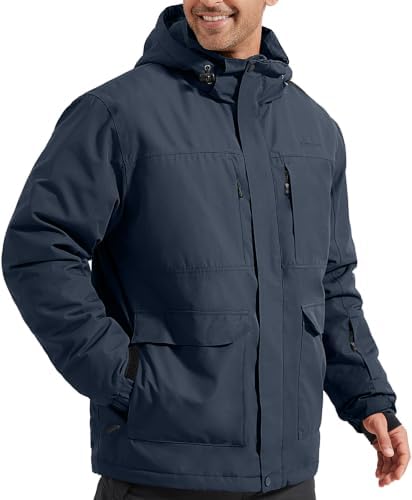 Men's Winter Waterproof Ski Snow Jacket with Hood