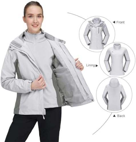 CAMEL CROWN Women's Waterproof Ski Jacket 3 in 1 Winter Coat Windbreaker Snowboard Jackets for Rain Snow Outdoor Hiking