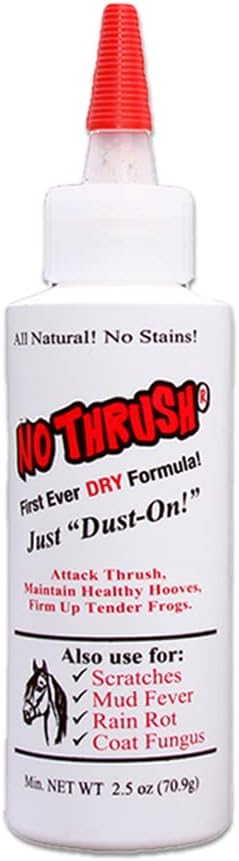 Four Oaks Farm Ventures, No Thrush Dry Powder Treatment for Horses - Wound Care, Scratches, Rain Rot, Mud Fever, Coat Issues - All Natural Ingredients, Non-caustic, Easy to Use Powder Formula (2.5 oz)