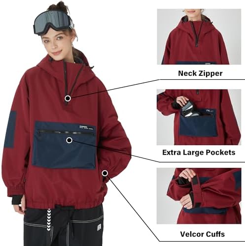 SNOWVERB Women's and Men's Baggy Ski Cargo Coats Snow Snowboard Jackets
