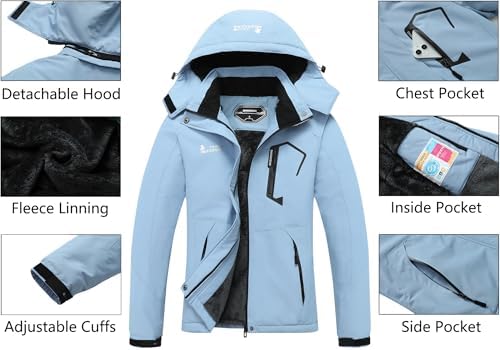 MOERDENG Women's Ski Jacket Warm Winter Coat Snowboarding Jacket
