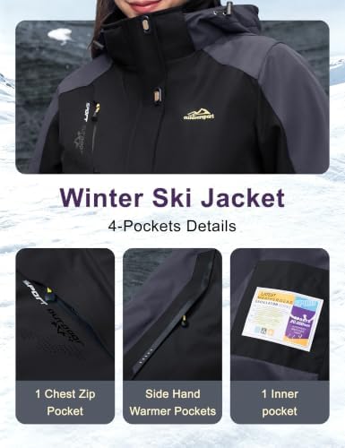 MAGCOMSEN Women's 3-in-1 Winter Coats Snow Ski Jacket Waterproof Windproof Fleece Lined Winter Jacket Parka