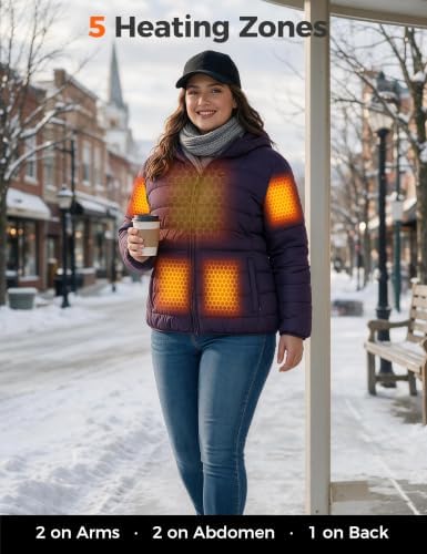 wantdo Heated Jackets for Women Plus Size Heated Coats with Battery Pack