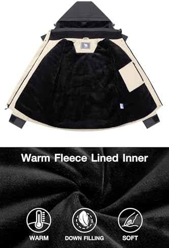 CAMELSPORTS Women's Waterproof Snow Ski Jakcet Fleece Warm Winter Coat Hooded Windproof Insulated Snowboarding Jacket