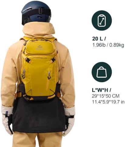 20L Ski & Snowboard Backpack, Lightweight Backcountry Avalanche Pack