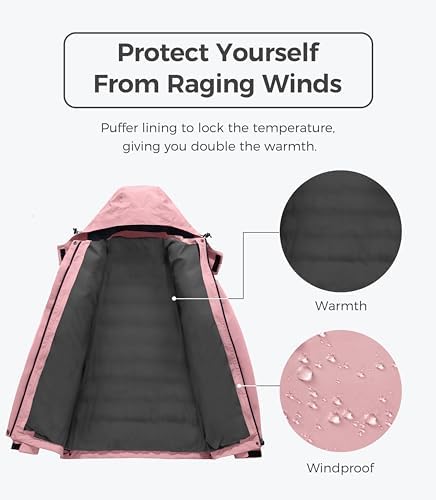 wantdo Women's 3 In 1 Ski Jacket Cotton Padded Liner Winter Coat