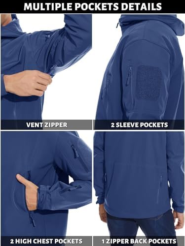 TACVASEN Men's Fleece Softshell Jacket Waterproof Winter Tactical Hooded