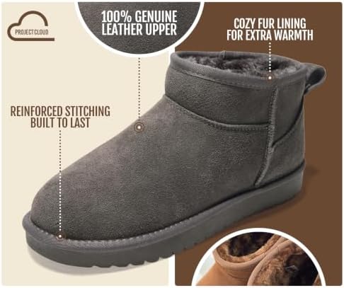 Project Cloud 100% Genuine Leather Womens Boots Ankle Boots for Women Shoes