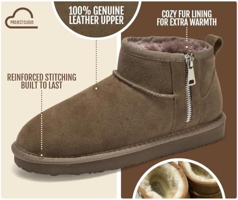 Project Cloud 100% Genuine Leather Womens Boots Ankle Boots for Women Shoes