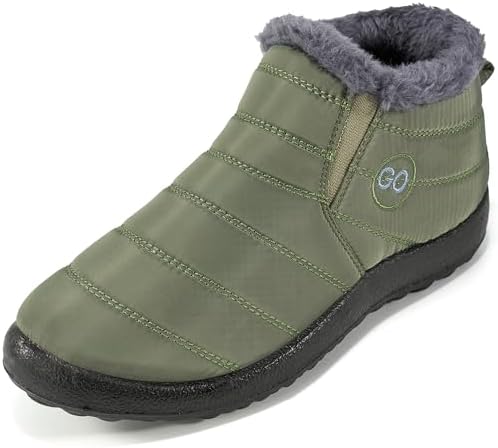 HARENCE Snow Boots for Women Winter Boot with Comfortable Warm Fur Lined Ankle Booties Outdoor Slip On Waterproof Short Boots