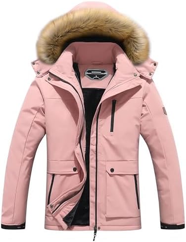 MOERDENG Women's Waterproof Ski Jacket Winter Warm Hooded Snow Coat