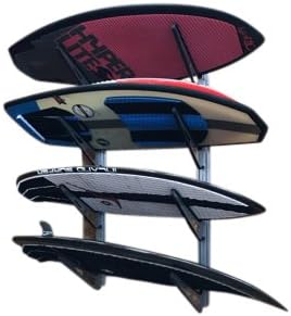Krypt Towers Ultimate Board Sports Wall Mount Storage Rack, Heavy Duty Steel Board Stand, Rubber Padded Fingers, Store & Display Up to 4 Surfboards, Wakeboards, Snowboards, Skis, E-Foil & More