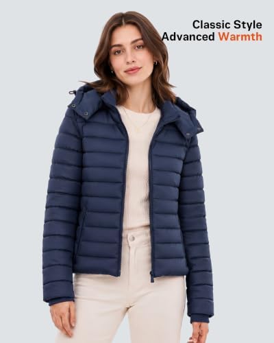 Wulcea Graphene Heated Jacket for Women Lightweight Hooded Puffer Waterproof 12V 18400mAh Large Capacity Battery Fast Charge